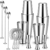 Cocktail Shaker Kit 15 Pc Professional Boston Cocktail Shaker Set,Bar Tool | Stainless Steel, with Strainer, 18oz&amp;28oz Mixed Alcohol Shaker, Mixing Spoon, Double Measuring Jigger, for Bartender