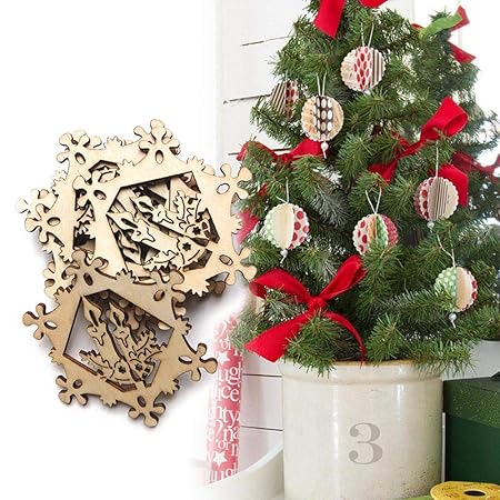 Kobwa Fiocco In Legno 20 Pezzi Per Artigianato In Legno Fai Da Te Ornamenti Per Albero Di Natale Appeso Decorazioni Natalizie Con Stringhe Ritagli