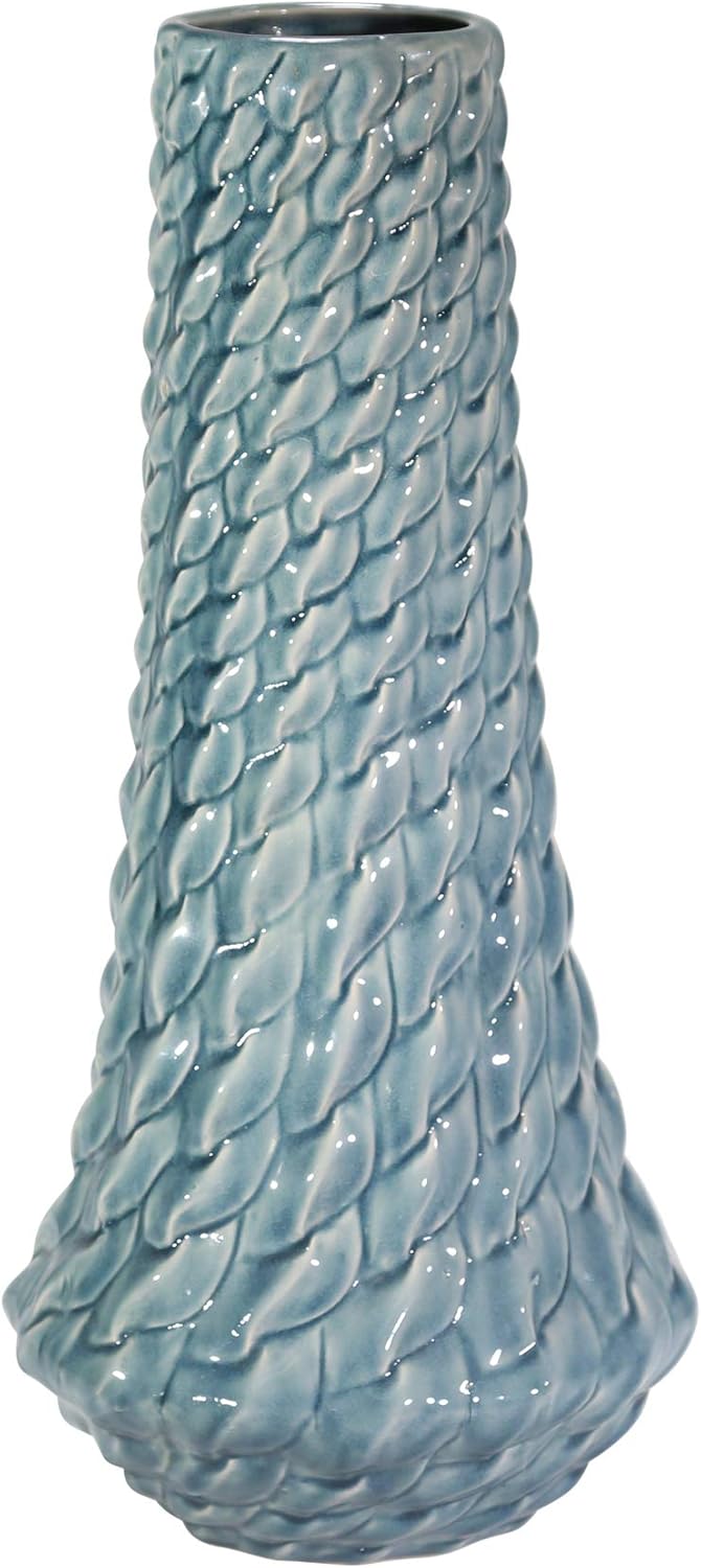 Sagebrook Home 1221701 Decorative Ceramic Vase, Teal Blue