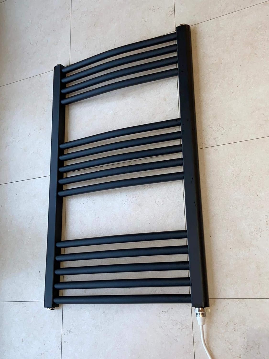 Greenedhouse 400w x 800h Black Electric Flat Heated Towel Rail Bathroom Radiator, Matt Black, 400mm x 800mm - Image 4