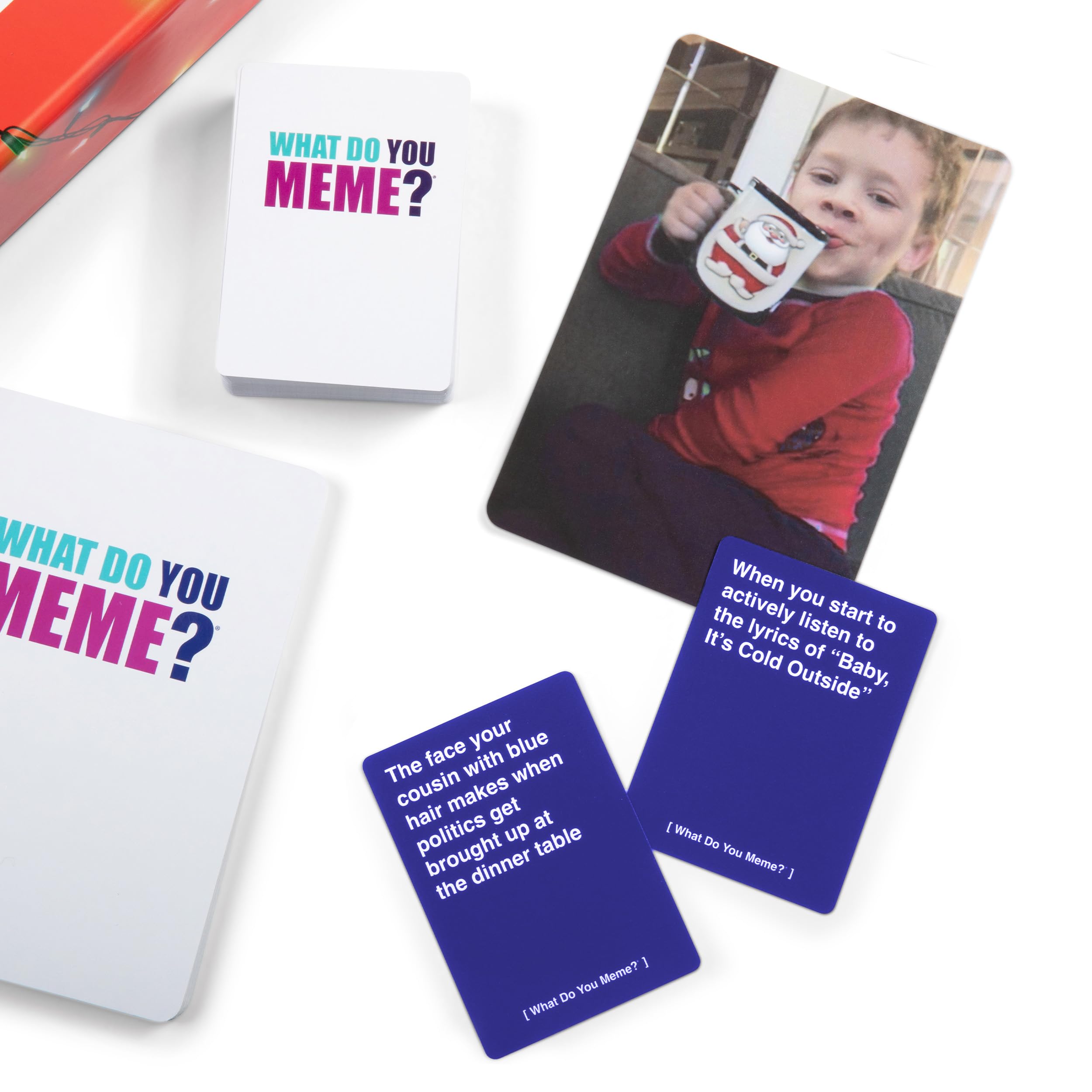 What Do You Meme? Holiday Family Edition by Relatable, Holiday Games Travel Pack, Christmas Party Game, Includes 30 Photo Cards and 120 Caption Cards