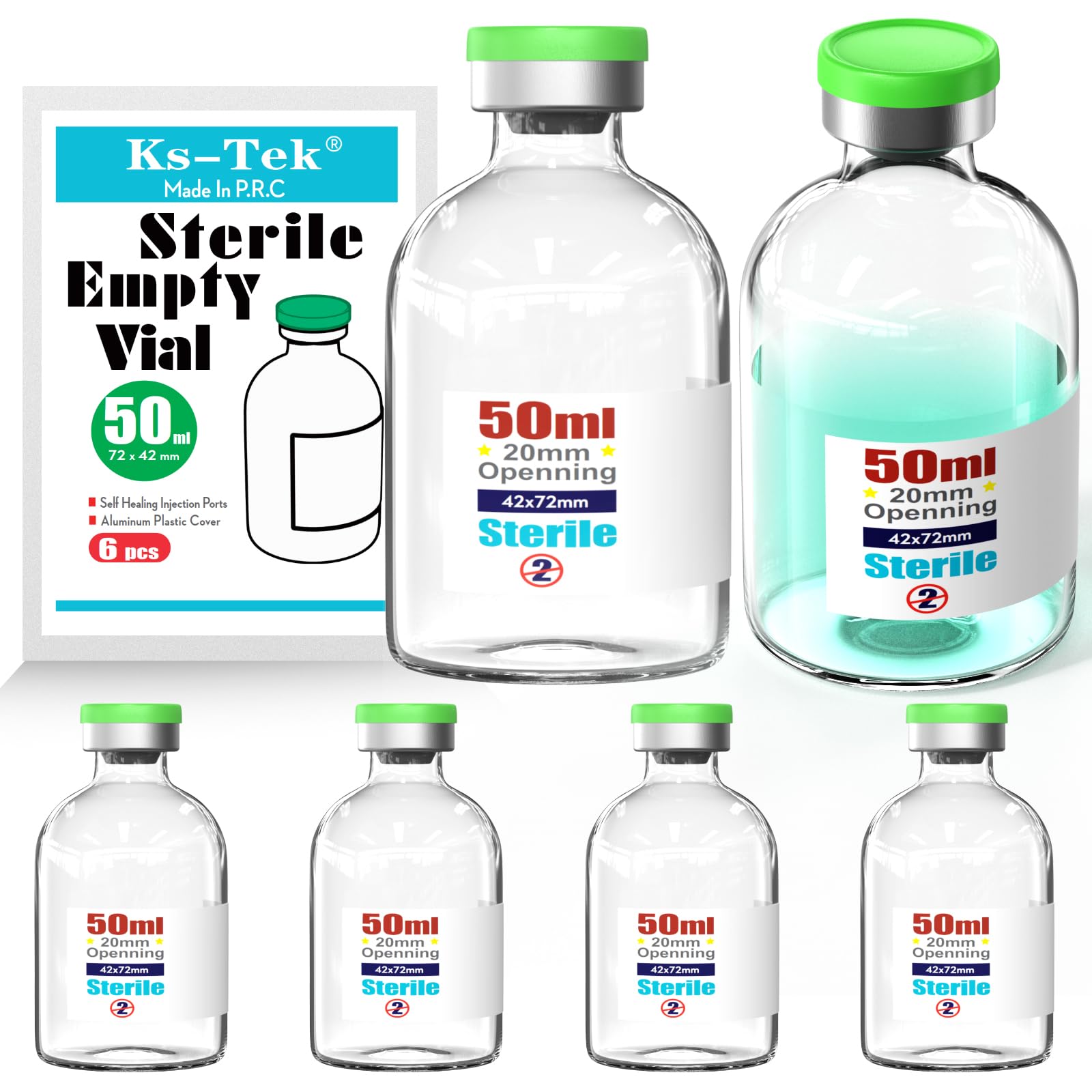 Ks-Tek Sterile Empty Vials with Self Healing