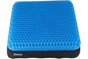 Abroca Gel Seat Cushions for Long Sitting, Double Thick Cooling Seat Pads for Back Sciatica Tailbone Pain Pressure Relief with Non-Slip Cover, Chair Pads for Car Seat Driver, Office,Wheelchair