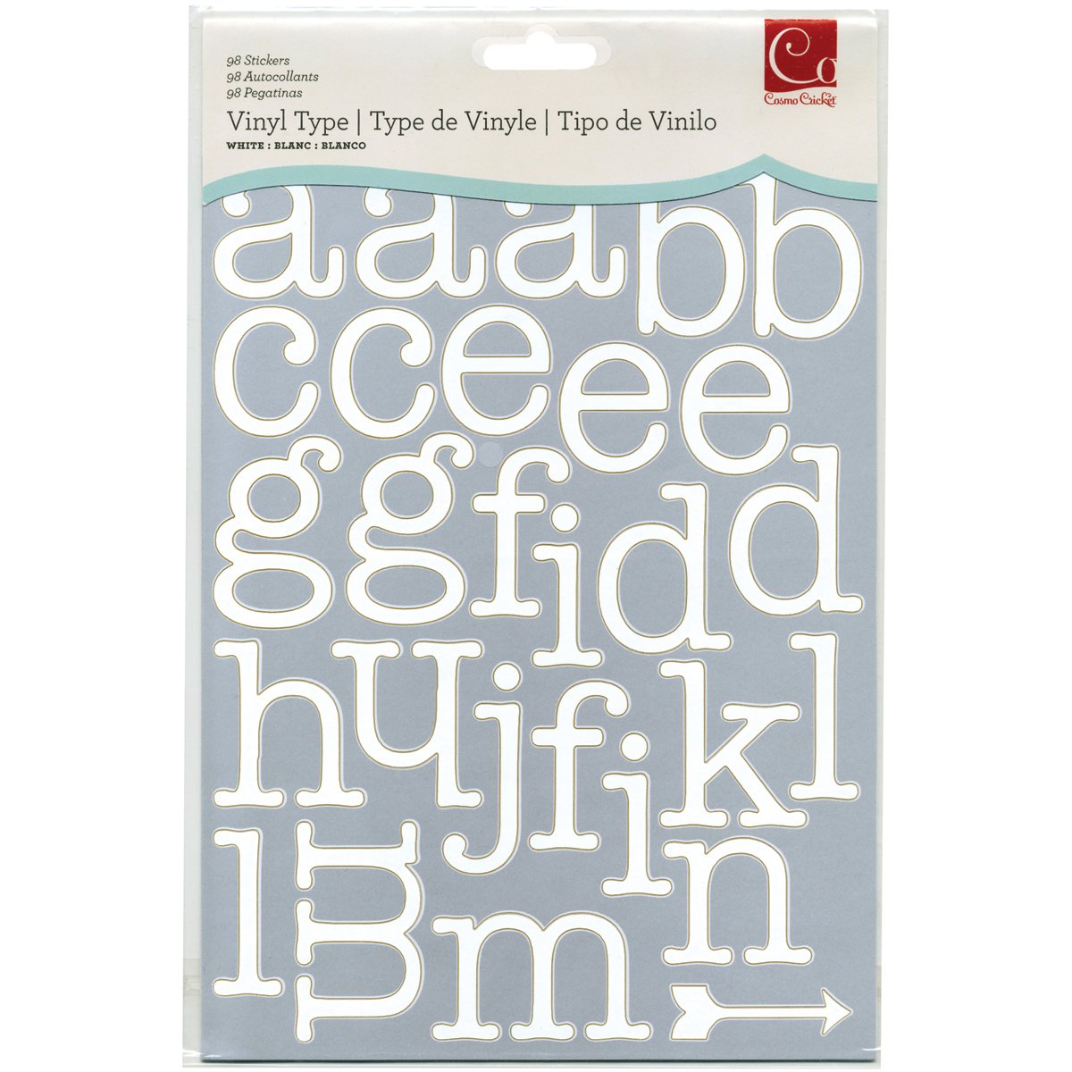 Cosmo Cricket Vinyl Letter Stickers (Pack of 3), White