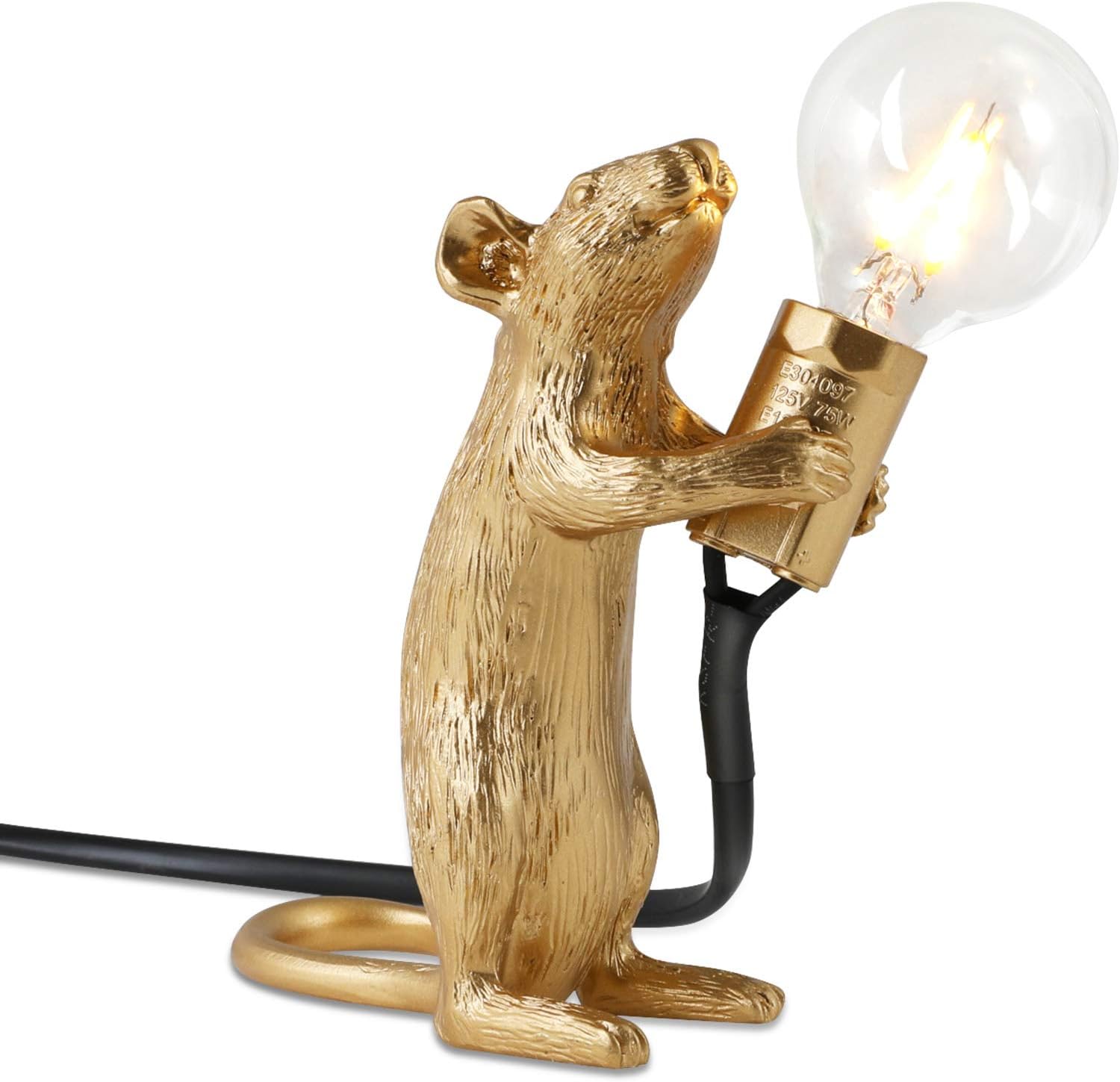 Syfinee Animal Table Lamp Mouse Shape Resin Desk Light Bedside Lamp Light Home Room Decor Modern Resin Mouse Lamp Table Lights Creative Desk Lamps Bedside Gift Decoration