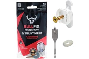 Bullfix TV Kit - Drywall Anchors for TV Bracket, Hollow Wall Anchor, Screws for Mounting to Drywall & Drill Bit, Wall Mount Hardware Kits, Heavy Duty Fixings for Televisions, Holds up to 255lbs