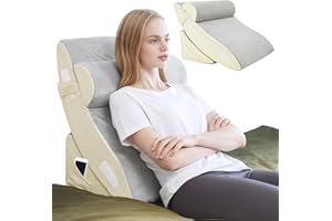 TokSay Orthopedic Bed Wedge Pillow Set - Adjustable Memory Foam for Post-Surgery Neck and Back Pain Relief Heartburn Acid Reflux Reading Sleeping Support (Light Gray), 3 PCS
