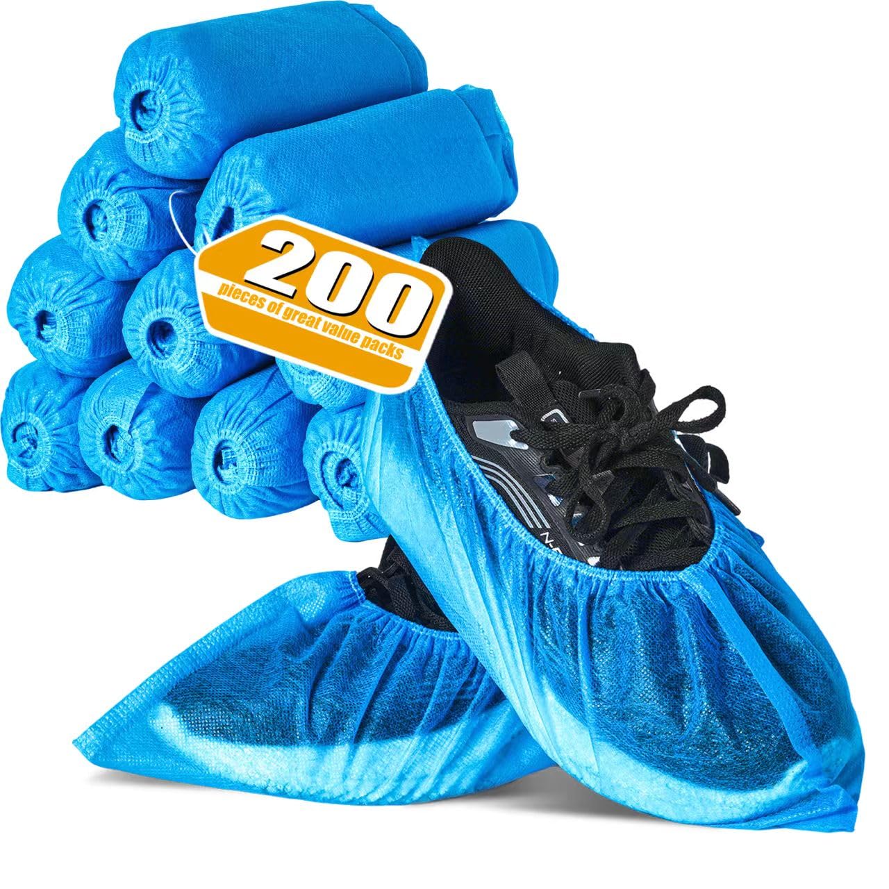Photo 1 of [SAILYLENCEY]Disposable Shoe Covers,200 Counts(100 pairs), Non-slip, Thickening, Breathable, Elastic Ankle and Easy to wear, Blue,large size, Maximum suitable for men's size 11 and women's 13 (200)