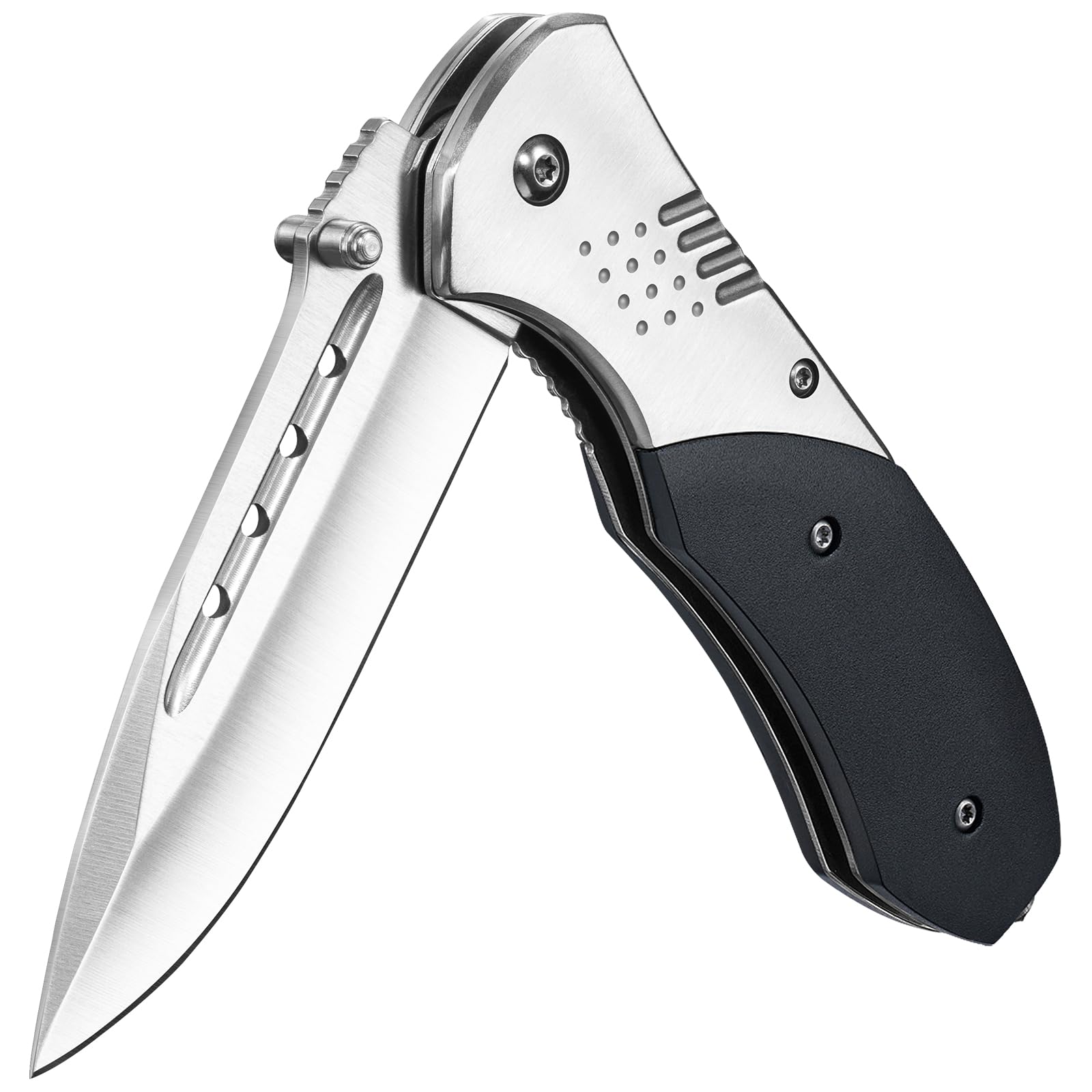 Photo 1 of **Does not lock**KEXMO Pocket Folding Knife - 3.46" Sharp Blade Tactical Pocket Knife with Clip, Glass Breaker - EDC Knives for Men Dad Women Hunting Survival Camping Fishing Hiking, Silver1060953100
