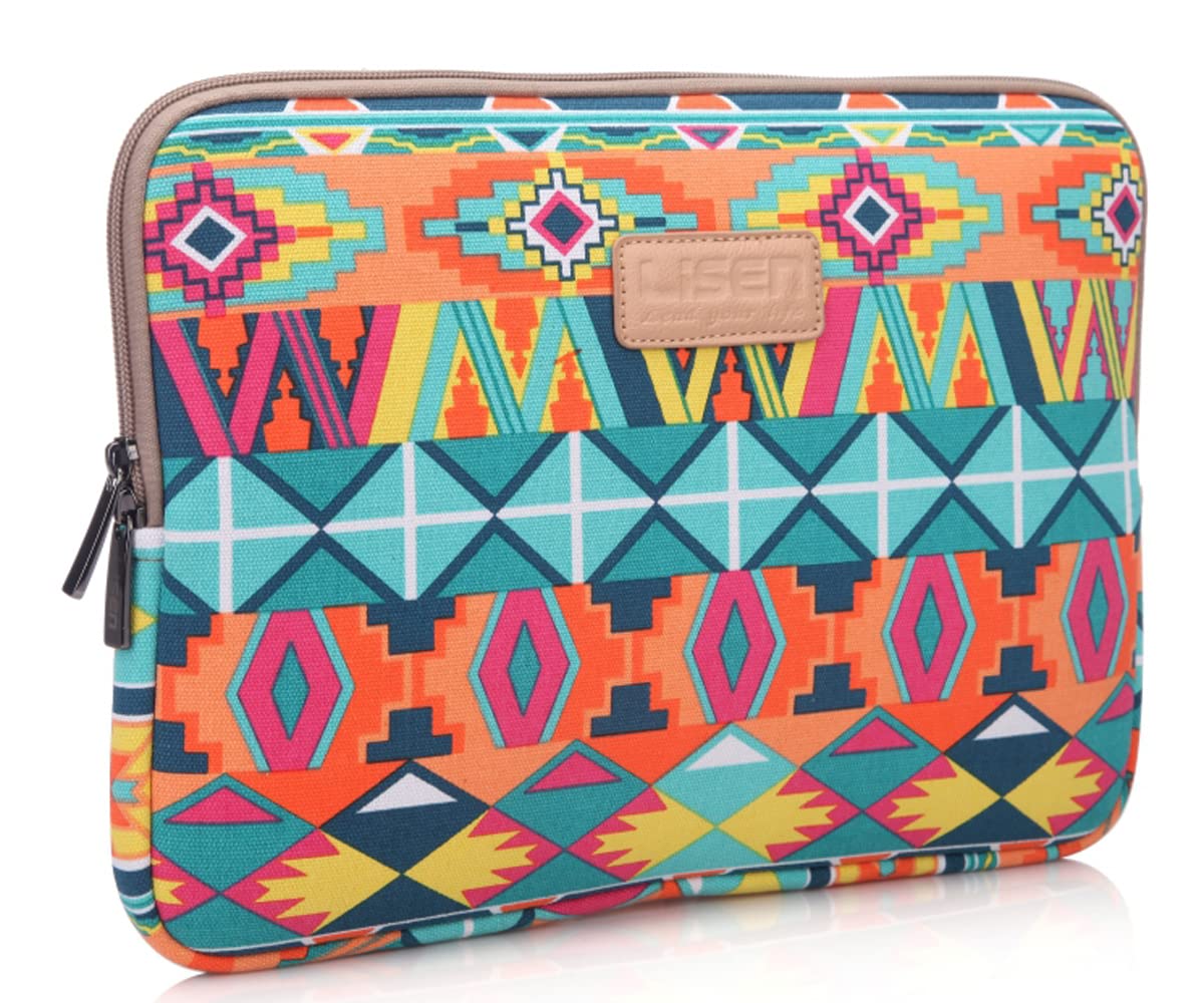 fdsmall Laptop Sleeve, 13-13.3 Inch Laptop Notebook Carrying Case - Waterproof, Shock Resistant Bag - Geometric Green