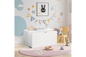 NicBex Kids Toy Storage Organizer with Rolling Drawer, Modern Wooden Toy Chest Box, Large Pull-Out Bin for Nursery, Bedroom or Playroom, White