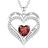 CDE Birthstone Necklaces for Women, 925 Sterling Silver Forever Love Heart Pendant Necklace, Birthday Jewelry Gift for Wife Mom Girlfriend Her