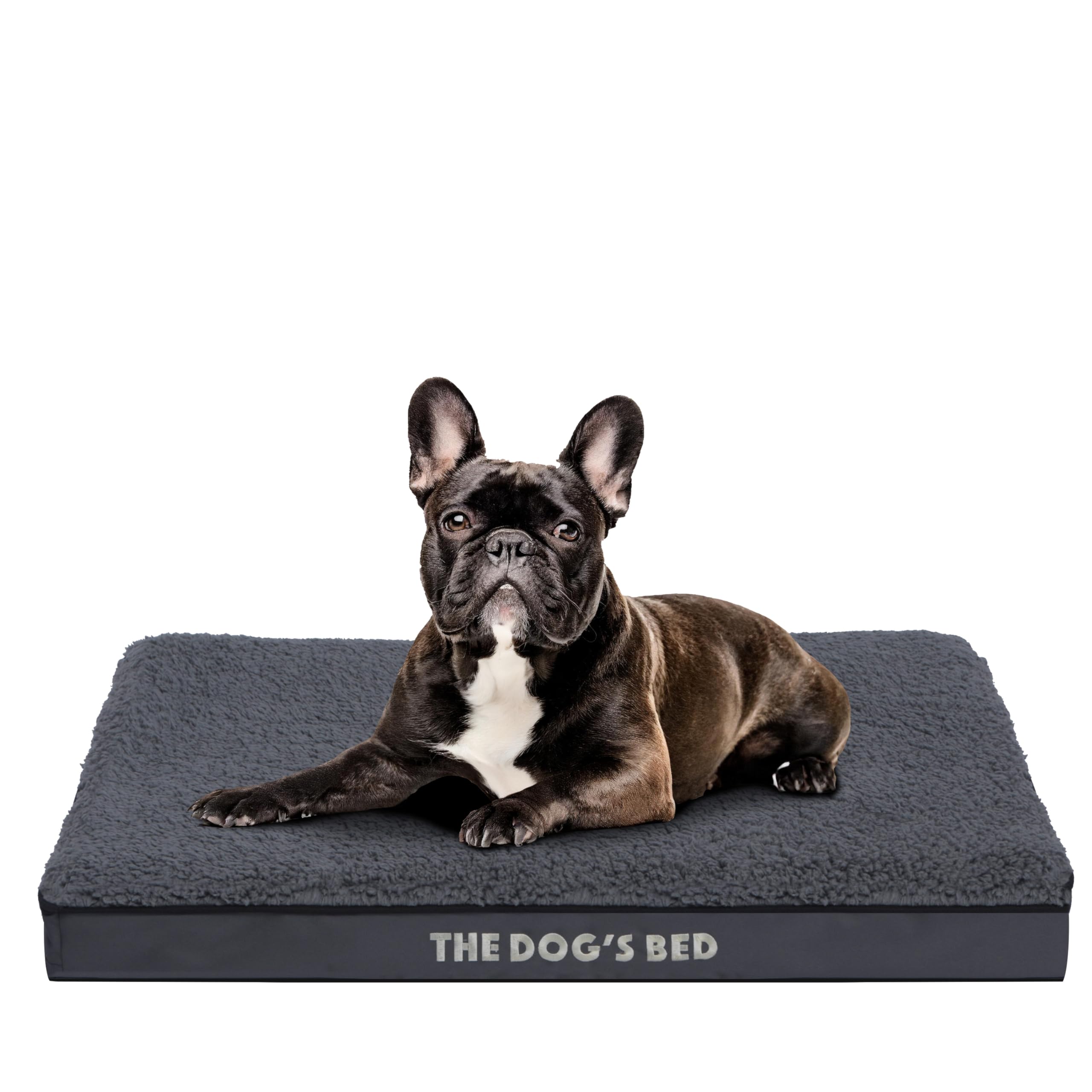 The Dog’s Bed Orthopaedic Standard Foam Dog Bed Mattress, Calming Surface – CertiPUR-Certified Foam, Plush Fabric, Grey, Medium