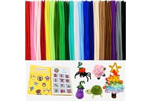 ESUOHYM 200PCS Pipe Cleaners Craft Bulk with Instruction Manual, Kids Toys Gifts, Christmas Decorations 20 Colors Decor, Chenille Stems Art Supplies Thick Wire Sticks DIY Project for Kids Adults
