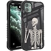 FJyuanqi Compatible with iPhone 11 Case, Gothic Skull Skeleton Rock Music Design Heavy Duty Shockproof Bumper Protective Phone Cover Full Body Sturdy Anti-Scratch Armored for iPhone 11