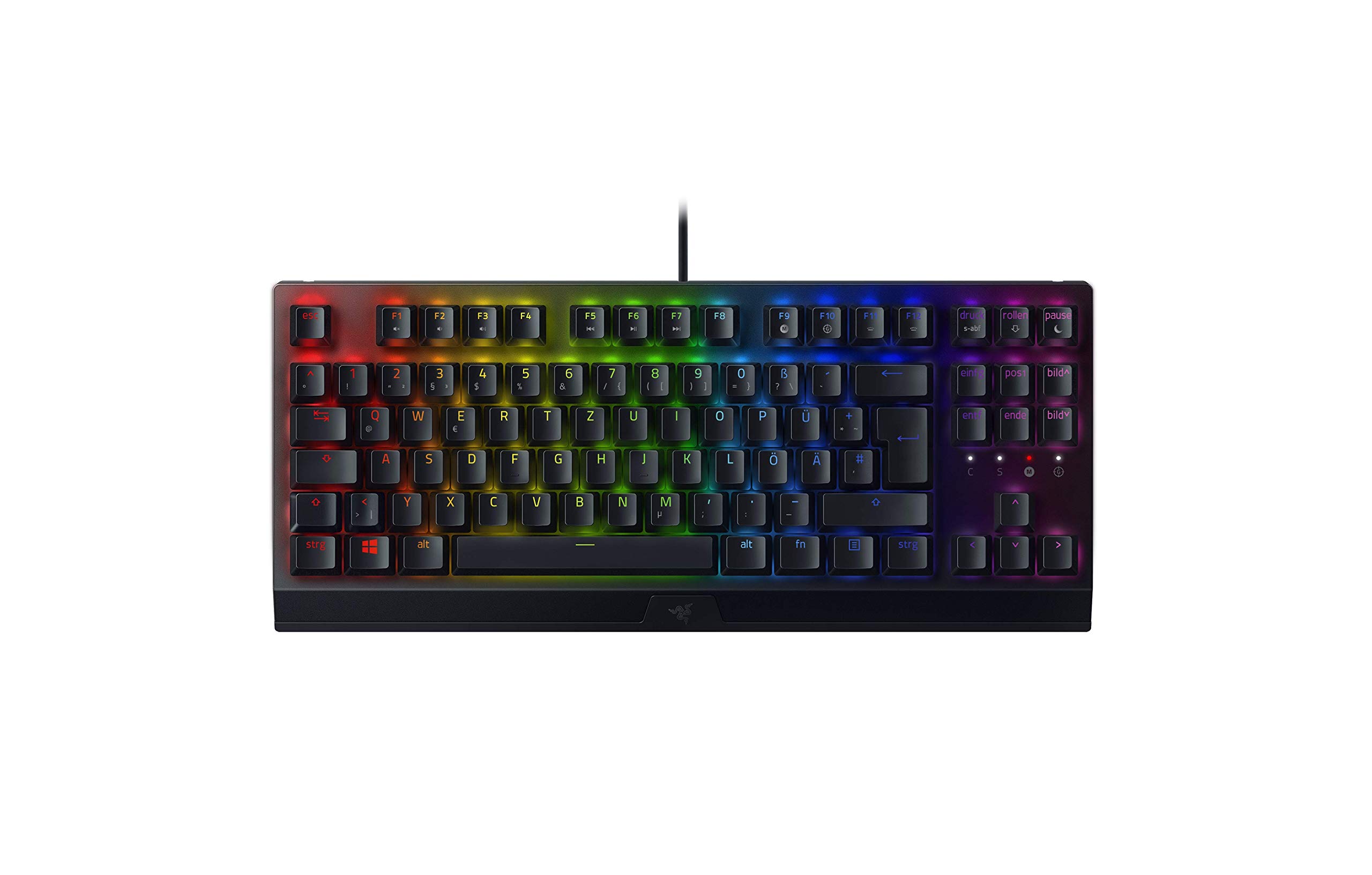 Razer BlackWidow V3 Tenkeyless (Green Switch) - Mechanische Gaming-Tastatur ohne Ziffernblock (Klickende Mechanische Switches, Kompakt, Voll Programmierbare Tasten) QWERTZ DE-Layout | Schwarz