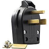 ELEGRP NEMA 6-30P & 6-50P Heavy Duty Angle Plug, 30/50 Amp 250V 3 Prong Power Plug for Welder/Generator, Industrial Grade, Gr