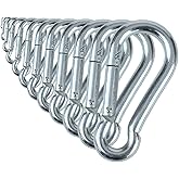 Branded Boards Black & Silver Zinc-Galvanized Heavy Duty Bushcraft Carabiner Spring Snap Clip Link Hooks 200-500lb Load 2, 6 & 12 Packs