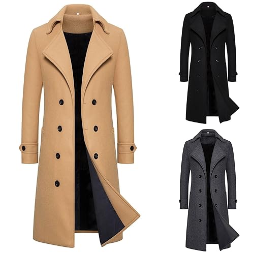 Winter Jackets for Men Long Double Breasted Trench Coat Men Slim Coat Men's Coats and Jacket Loose Comfortable Coats Mens Winter Jackets Casual Fashion Parka Jacket Mens