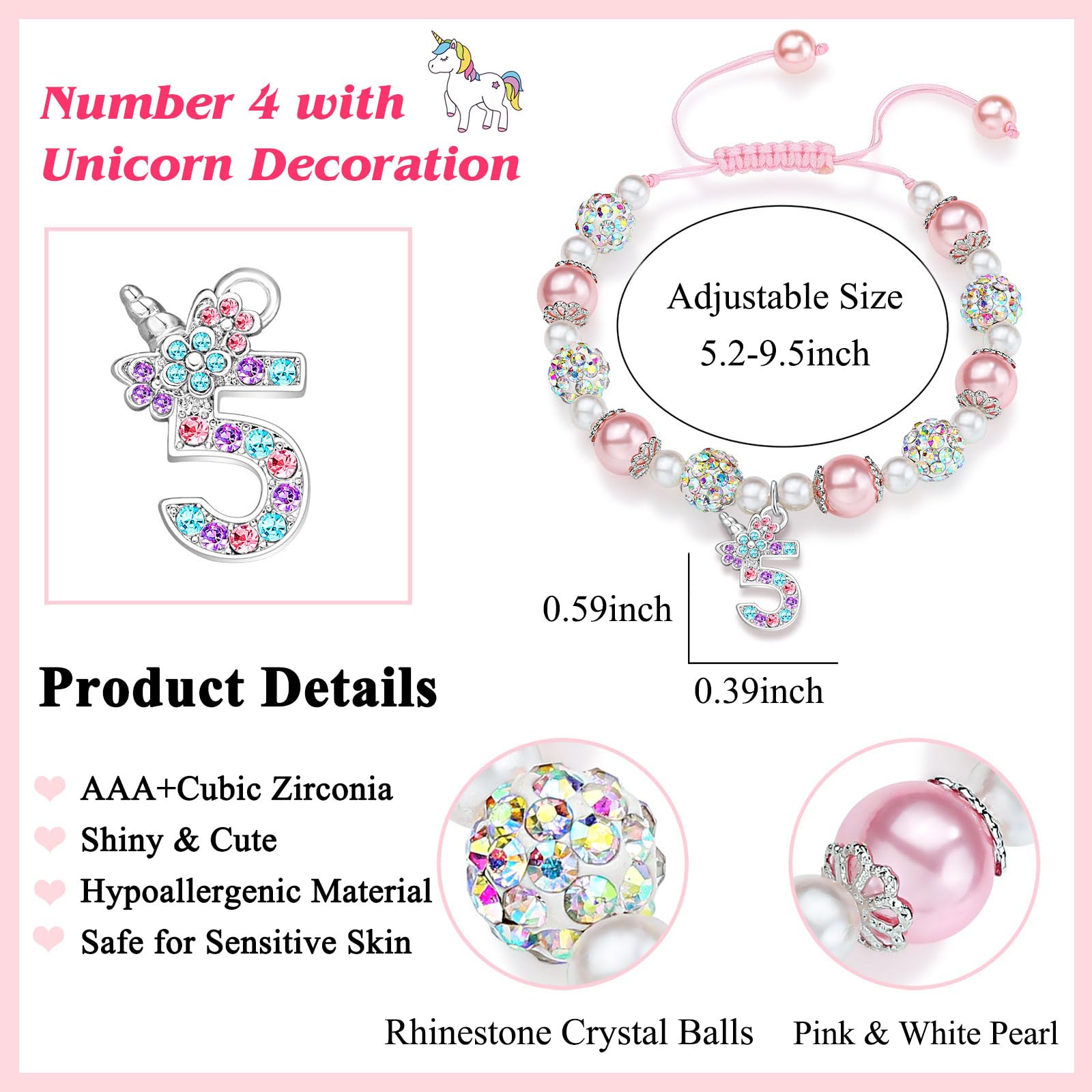 UPROMI Birthday Gifts for 3-12 Year Old Girl Unicorn Bracelet, Christmas Gifts for Daughter/Granddaughter/Niece