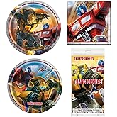 Unique Transformers Party Bundle 8 Dinner & Dessert Plates, Luncheon Napkins, Table Cover Ideal for Themed Events