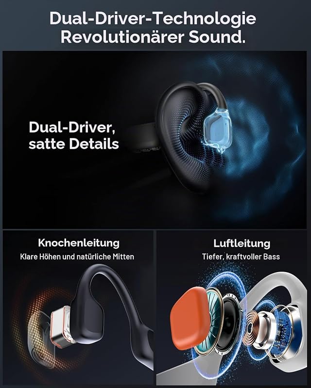 Knochenschall Kopfhörer Schwimmen, IPX8, Bluetooth 6.0, 8 GB MP3