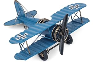 Phirown Vintage Airplane Decor, Metal Airplane Ornament, Retro Plane Model Iron Aircraft for Home Office Desktop Decoration, Hanging Handicraft Model for Christmas Birthday Gifts (Blue, Large Size)