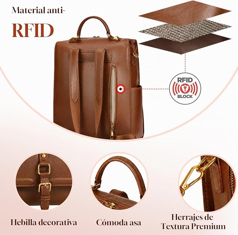 Bolso Mochila Mujer 3 en 1 Casual para Diario Marrón
