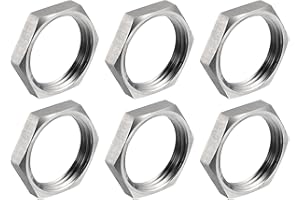 uxcell 6Pcs Cast Pipe Fitting Hex Locknut, 304 Stainless Steel Hex Lock Nut NPT 3/4" Female Thread for Plumbing Fixed, Water Broom and Undercarriage Cleaner