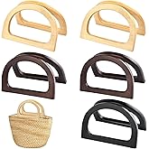 Aemygo 10 Pcs Wooden Bag Handles, D-Shaped Handbag Handles Replacement, Purse Making Supplies Boho Decorative Purse Handle for Crochet Straw Beach Bags