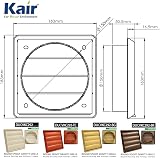 Kair Brown 150mm Louvred Wall Vent Grille with Backdraught Shutter 183mm view 3