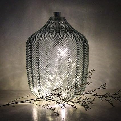 Mj Premier Glass Vase 10 Leds Cork String Lights 8 7 Tall Ribbed