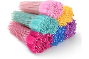 ATOMUS 300 Pack Mascara Wands Disposable Eyelash Mascara Eyebrow Brushes Applicator 6 Colors Makeup Cosmetic Brush with Cryst