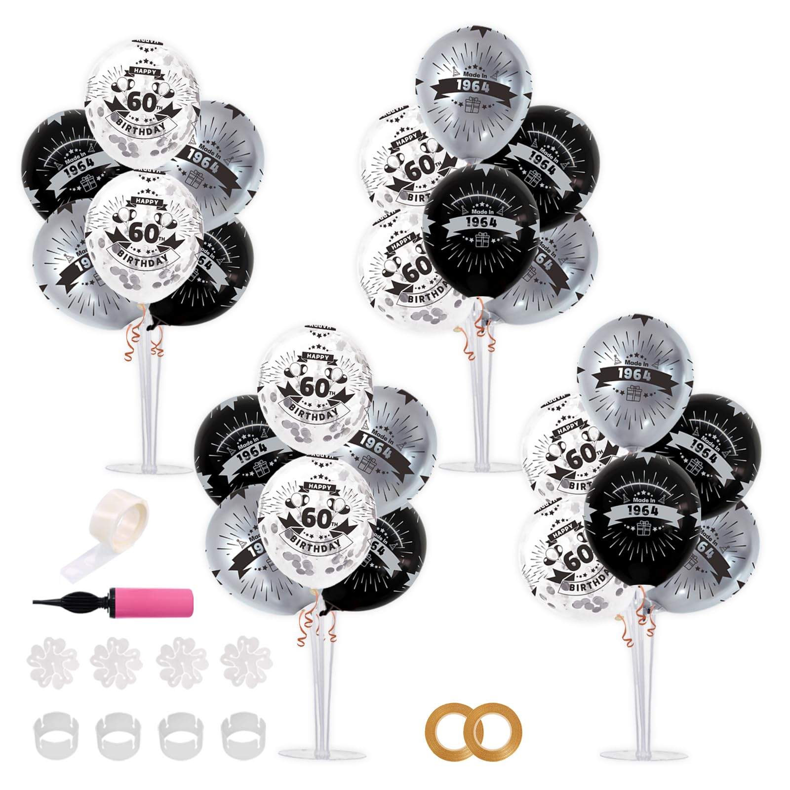 Photo 1 of TONIFUL 4 Set 70th Birthday Decorations Balloon Bouquet includes White Gold Balloon Stand Centerpieces for Tables Perfect for Celebrating Born in 1954 Cheers to 70 Years Old Birthday