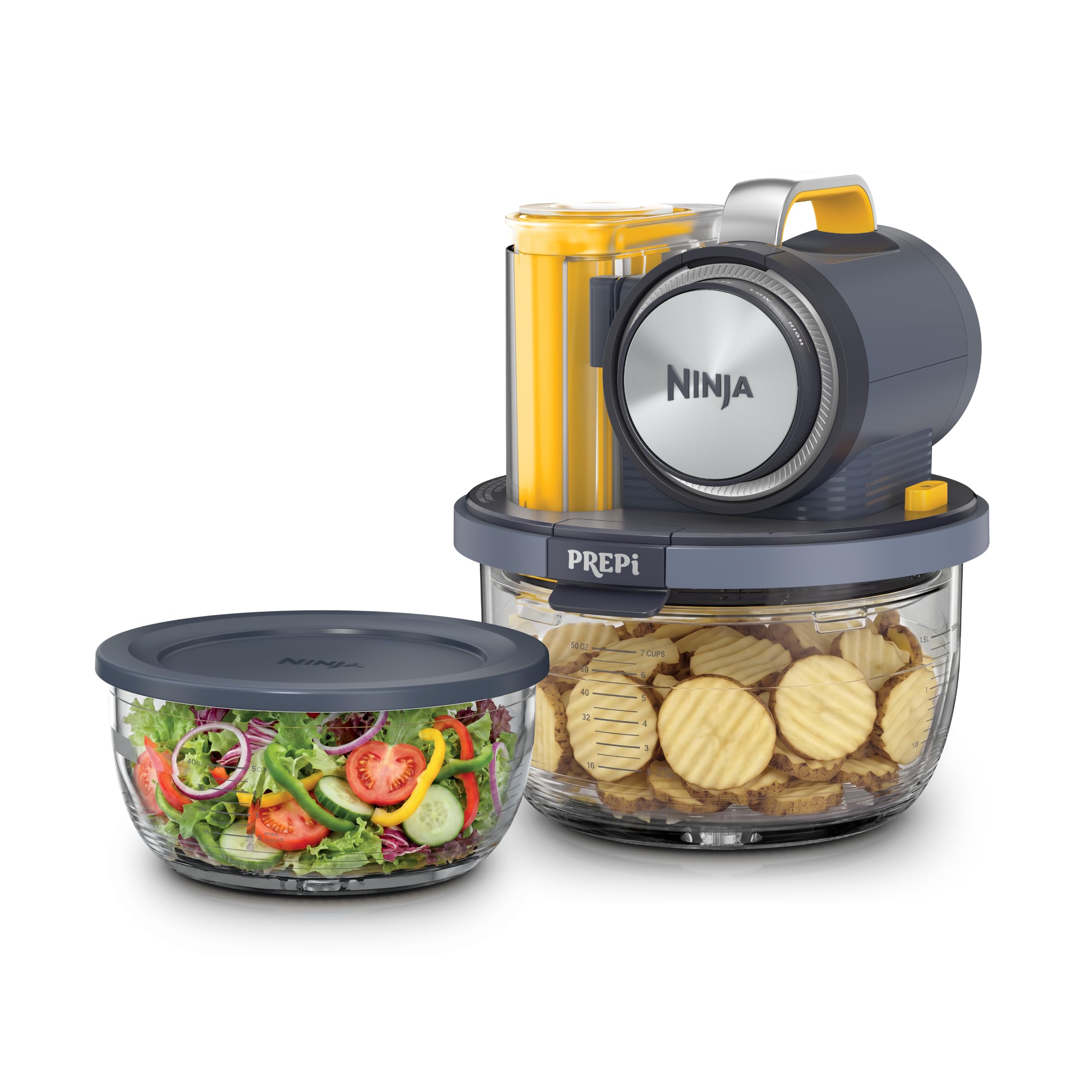 Ninja PREPi 5-in-1 Prep & Store System, Crinkle, Slice, Shred, PN301 | All-in-one prep & store system: Crinkle, chop, slice,