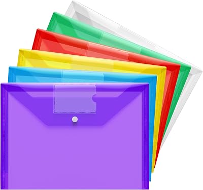 GoodtoU Plastic Wallets A4 Folders with Popper 6 Pack