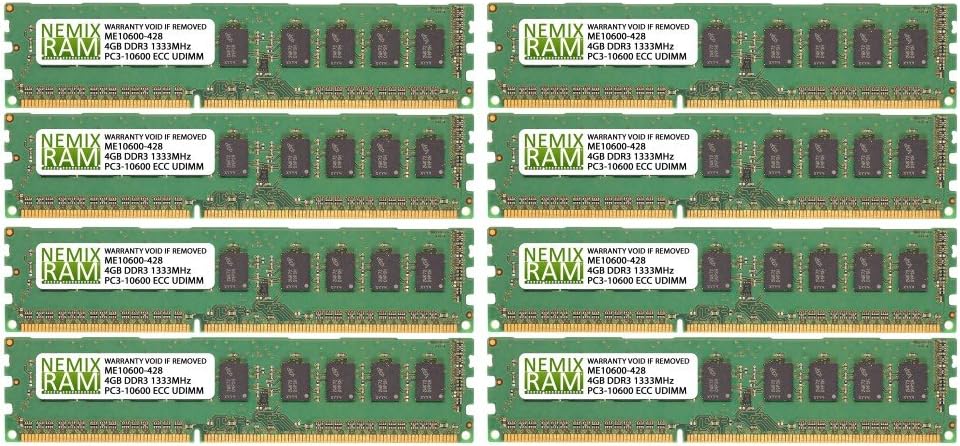 32gb 8x4gb Ddr3 1333mhz Pc3 Ecc Udimm 2rx8 1 5v Unbuffered Memory For Server Workstation