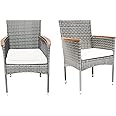 ARTBUSKE 2 Piece Outdoor Patio Chairs Set Outdoor Dining Set for 6 Patio Dining Sets Patio Furniture Back Yard Outdoor Furniture Set for Outside Patio Garden Poolside Deck