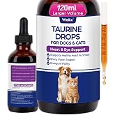 Wellix Liquid Taurine Drops for Dogs &amp;Cats, Supports Heart &amp; Vision 4 fl oz | Taurine Supplement &amp; Vitamins for Immune Support | Grain-Free, Liquid for Senior Dogs | Large Bottle for Multi-Pet Households