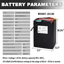 BtrPower 72V Battery 20AH LiFePO4 Ebike Battery