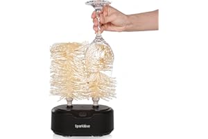 SPARKLÉVE Home Glassware Polisher, World's First Affordable Spinning Glass Polisher, 600 RPM Dries, Polishes, All Glasses, Wine, Bar, Drinking, Wet/Dry, For Sparkling Glassware, Black, Classic Matte