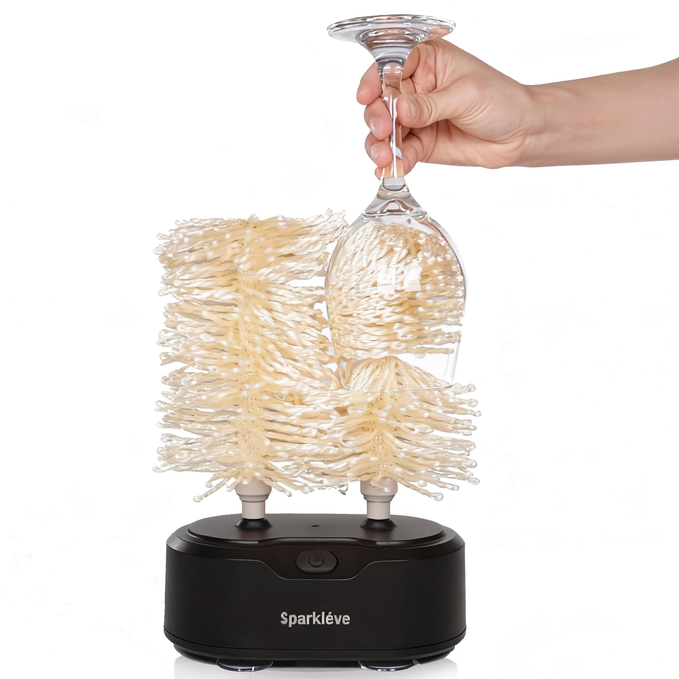 Photo 1 of Home Glassware Polisher, World's First Affordable Spinning Glass Polisher, 600 RPM Dries, Polishes, All Glasses, Wine, Bar, Drinking, Wet/Dry, For Sparkling Glassware, Black, Classic Matte