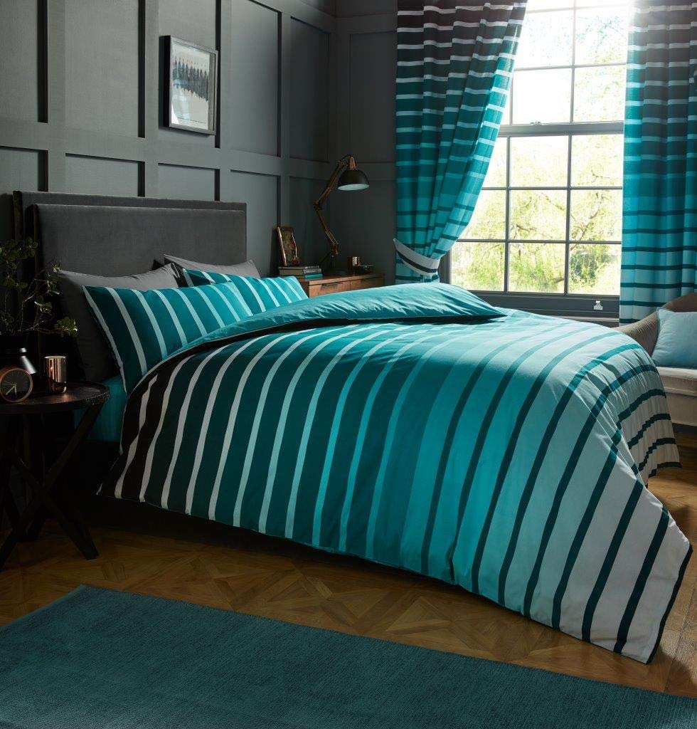 Gaveno Cavailia Luxurious Oscar Bed Set with Duvet Cover and Pillow Cases, Polyester-Cotton, Teal, King