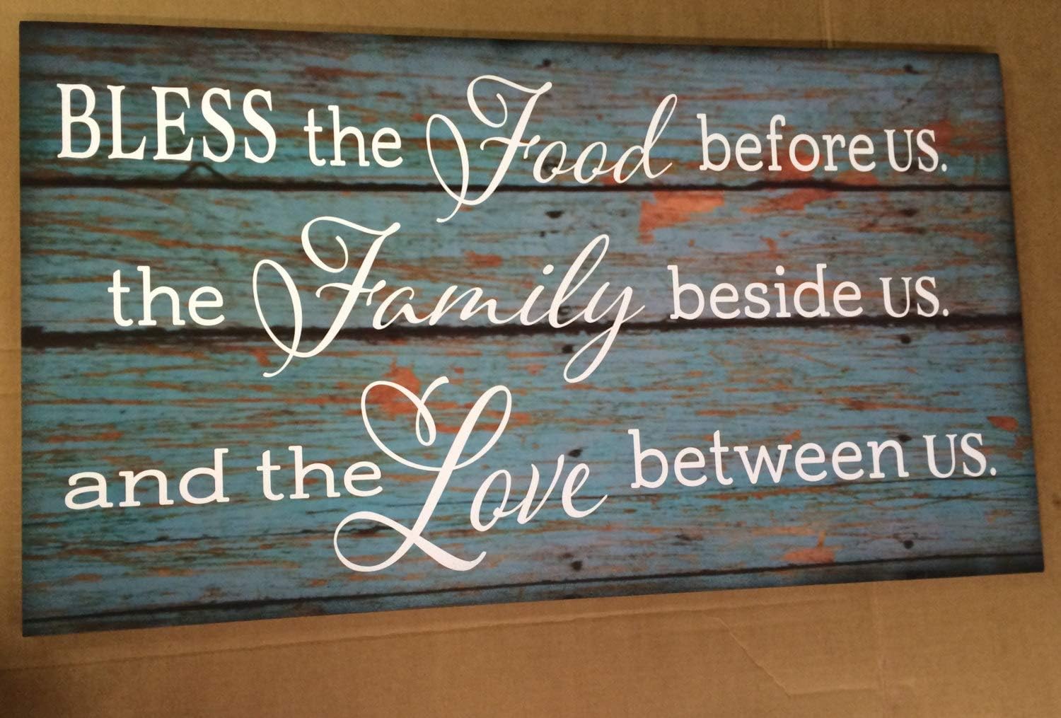 Horizontal Bless The Food Before Us The Family Beside Us Love Between Us Wood Sign Canvas Art Thanksgiving Hostess Gift
