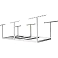 MonsterRax Overhead Storage Rack Kit - Hanging Storage Shelves, Ceiling Storage Rack, Organizers - White, 18"-33" profundidad