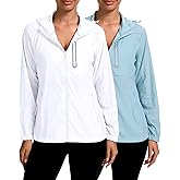 Simlakey 2 Pack Women's UPF 50+ UV Sun Protection Hoodie Jackets SPF Lightweight Sun Shirt with Pocket Full Zip Hiking Hoodie