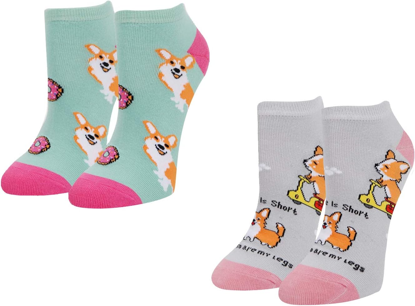 ZmartFunny Ankle Socks for Women Corgi Llama Rooster Socks, Novelty Bee Teeth Corgi Llama Cow Chicken Gifts
