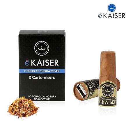 eKaiser Elektronische Zigarre 2er Pack Cartomizer Gold Tobacco Flavour E Zigarre E Shisha Einweg | 30/70 VG/PG Premium-Geschm