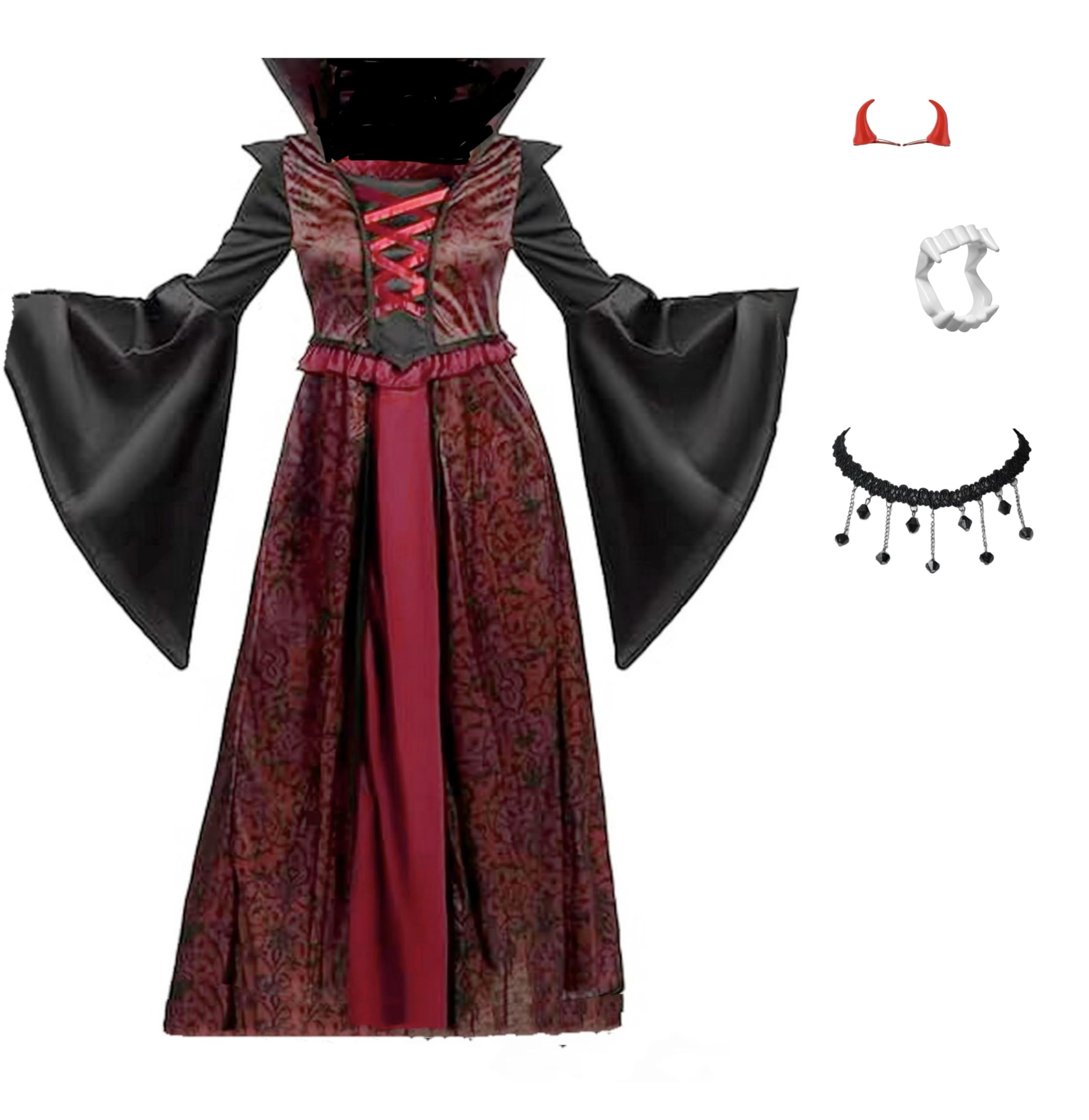 Licus Kids Vampire Halloween Costumes for Girls Fairytale Role Play Party Cosplay Dress Up (Vampire, 4-6 Years)