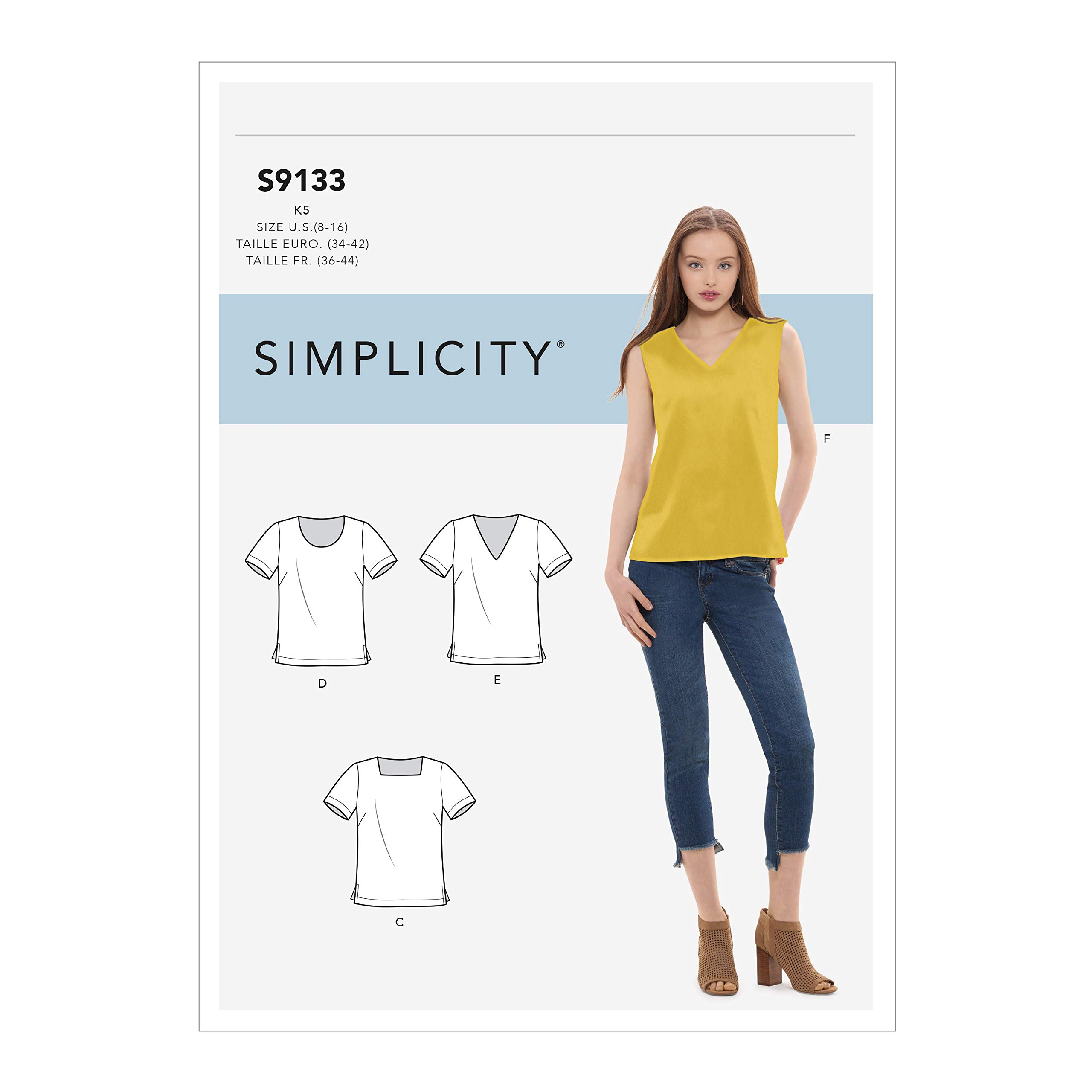 Simplicity Sewing Pattern S9133 Misses' Tops, Various, K5 (8-10-12-14-16)